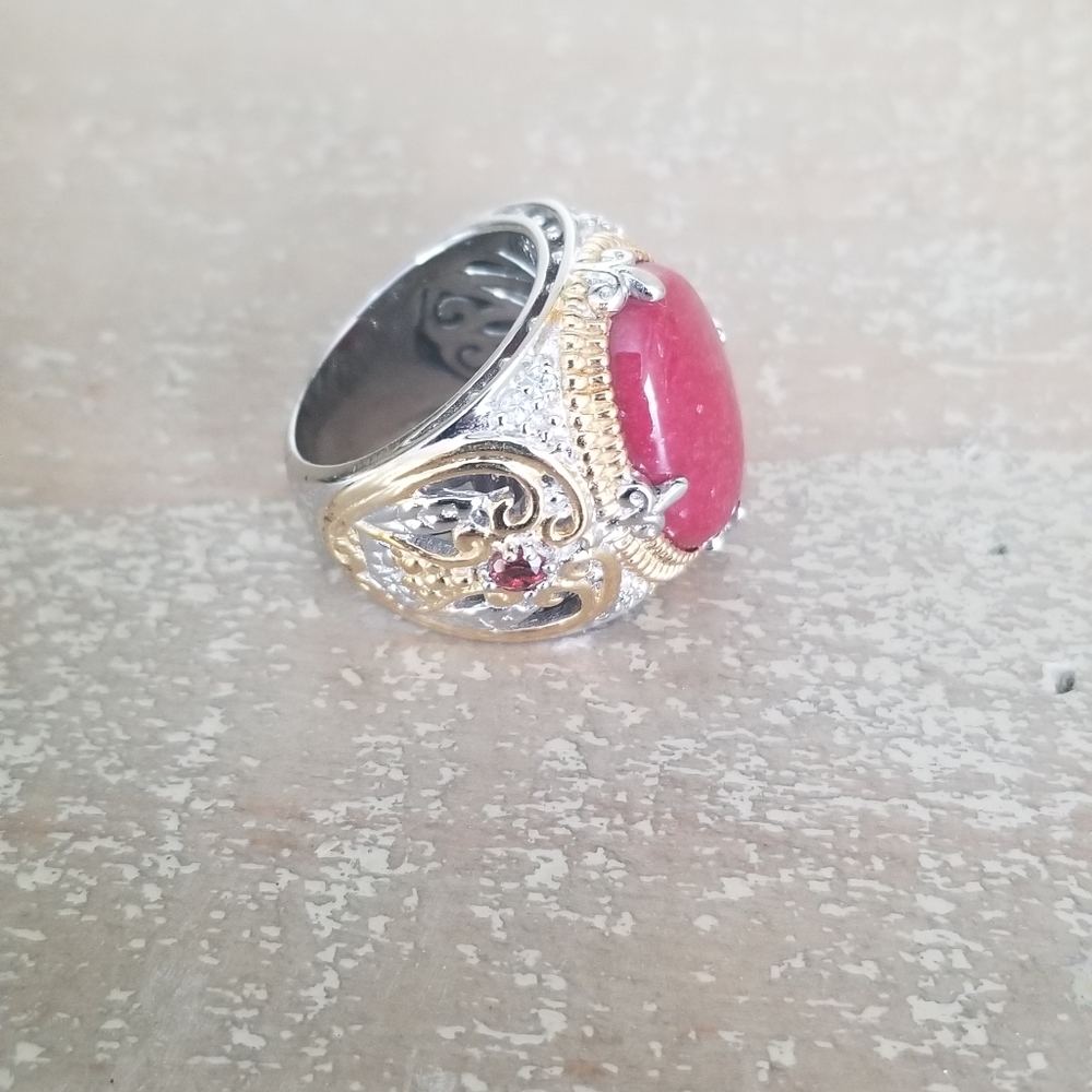 Red Jasper And Ruby Ring - image 2